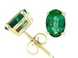 Genuine Oval Emerald Earrings - White or Yellow Gold 0.90 cts FREE GIFT BAG!