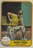 Barry Evans, San Diego Padres, 1981 Fleer Autographed Card