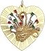 Heart with Basket of Flowers, 14K Gold Charm
