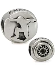 Genuine Ohm Beads (TM) Product. 925 Sterling Silver Skateboard Bead Charm. 100% Satisfaction Guaranteed.