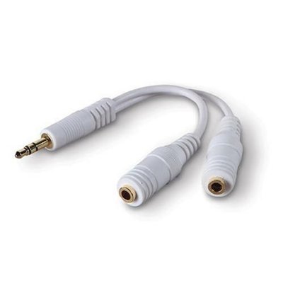 3.5mm White Stereo Headphone Y Splitter Adapter Cable for Apple iPod nano 1G/ 2G/ 3G/ 4G Player