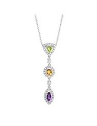 Amethyst, Citrine and Peridot Dangling Sterling Silver Pendant