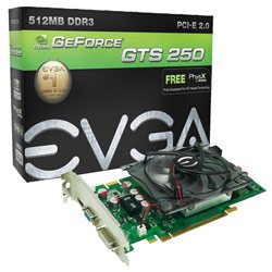 EVGA nVidia GeForce GTS 250 512 MB DDR3 VGA/DVI/HDMI PCI-Express Video Card 512-P3-1140-TR