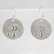 Round Om (aum) Dangle Earrings in Sterling Silver, #8890