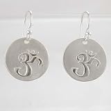 Round Om (aum) Dangle Earrings in Sterling Silver, #8890