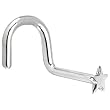 Solid 14KT White Gold Star Right Nostril Screw - 20 Gauge