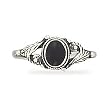 Small Antique-Look Ring with Simulated Oval Black Onyx