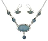 Chalcedony jewelry set, 'Peaceful Sea' 1 W 18 L