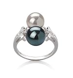 Roxanne Black and White 7-9mm AAA Japanese Akoya 14 Karat Gold Pearl Ring