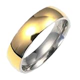 Unisex Gold Plated Stainless Steel Wedding Band Ring