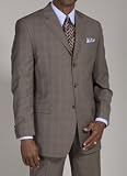 Michael Kors Brown Plaid 3-Button Suit with Pleated Pant