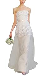 A-line Strapless Backless Spring Summer Fall Off the Shoulder Wedding Dress 