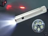NEW Dual Functions 5 WhiteLEDs and Red Laser Compact Tactical LED Flashlight - silver
