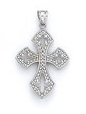 14k White Gothic Style Cross Pendant - JewelryWeb