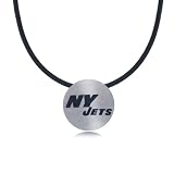 New York Jets Slide Pendant Titanium Round W/ Cord New
