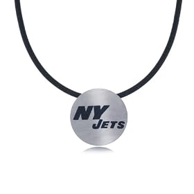 New York Jets Slide Pendant Titanium Round W/ Cord New