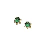 14K Yellow Gold 4 MM Emerald Teen Earring Studs