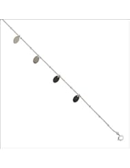 14k Yellow Gold, Modern Silhouette Design Oval Charm Anklet with Box Chain