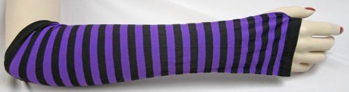 striped gauntlet gloves / arm warmers in assorted colors assorted glove colors: purple/black
