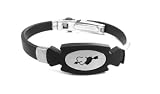 Double-Heart and Arrow Stainless steel and black rubber bangle bracelet (7)