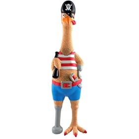 Ruffin' It Captain Jack Rubber Chicken Squeak Toy - Large 16-inch