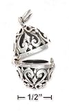 Sterling Silver Antiqued Filigree Egg Charm Which Opens