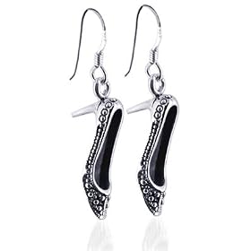 Superb Marcasite Shoes Sterling Silver French Ear Wire Hook Dangle Earrings by Gem Avenue