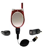 Retractable USB Hot Sync Compact Kit with Car & Wall Charger for the Samsung SCH-A220 - Gomadic Brand w/ TipExchange Technology