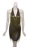 EUROPEAN Silk Sequined Halter Flapper Dress
