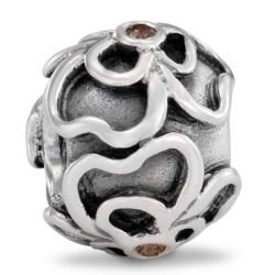 Buy Authentic Pandora Jewelry Silver Brown Cubic Zerconium Posey Charm