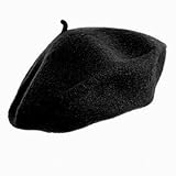 Classic Black Wool Beret Cap