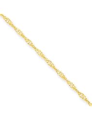 14k Yellow Gold 9in 1.6mm Singapore Anklet Chain. Metal Wt- 1.1g