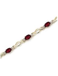 10K Yellow Gold Oval Garnet and Diamond Bracelet by Jewelry Mountain