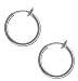 Pair of Medium Size 3/8 in. Non-Pierced Silver Plated Hoops-Clip On Hoop Earrings-Fake Nose Ring-Fake Lip Ring