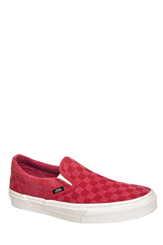 Vans Unisex Classic Slip-On (Overwashed) Tango Red/Checker Skate Shoe 13 Men US