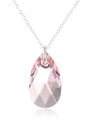 Sterling Silver Genuine Swarovski Crystal Elements Teardrop Pendant Necklace, 18"