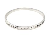 Bracelet - B258 - Bangle Style - Inscribed with Each Day is a Gift from God ~ Silver Tone Metal
