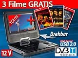 Produkt-Bild: auvisio Portabler 7" DVD-/DVB-T/Media-Player "DVB-800" inkl. 3 Filme
