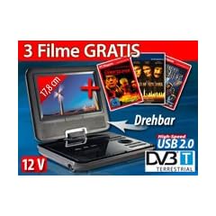 auvisio Portabler 7" DVD-/DVB-T/Media-Player "DVB-800" inkl. 3 Filme