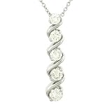 Ladies Journey Of Life 5 Stone Round prong Set Fancy Twist Diamond Pendant on 18 Cable Chain Diamond .96cttw J/k Si3