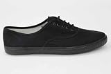 New Black Old School Retro Lace Plimsolls Sneakers