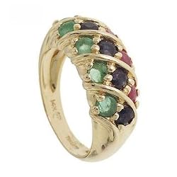 Ruby Emerald Blue Sapphire 14K Yellow Gold Ring Ruby Emerald Blue Sapphire 14K Yellow Gold Ring