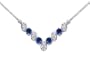 Trendy Oval Shape Created Sapphire & White CZ Pendant Necklace in Sterling Silver