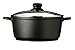 Premier Housewares Tenzo 24 cm Teflon Coated Aluminium Casserole Pot with Handles and Glass Lid, Black