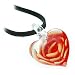 Murano Glass Red Rose Heart Pendant on Black Thong