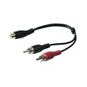 0.2m 1x Cinch Kupplung auf 2x Cinch Stecker - geschirmt