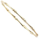14K Yellow Gold Diamond Bamboo Bangle Bracelet