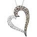 14 Karat White Gold Chocolate Brown & White Diamond Heart Necklace
