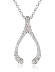 Sterling Silver and Diamond Wishbone Pendant Necklace (1/10 Cttw, I-J Color, I2-I3 Clarity), 18"