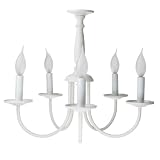 Sunlite CH5WT 18-Inch 5 Branch Chandelier Decorative Ceiling Fixture, White Textured Finish